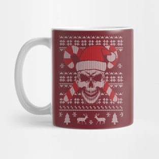 Ugly Knit Sweater Pattern of Evil Santa Claus Skull Mug